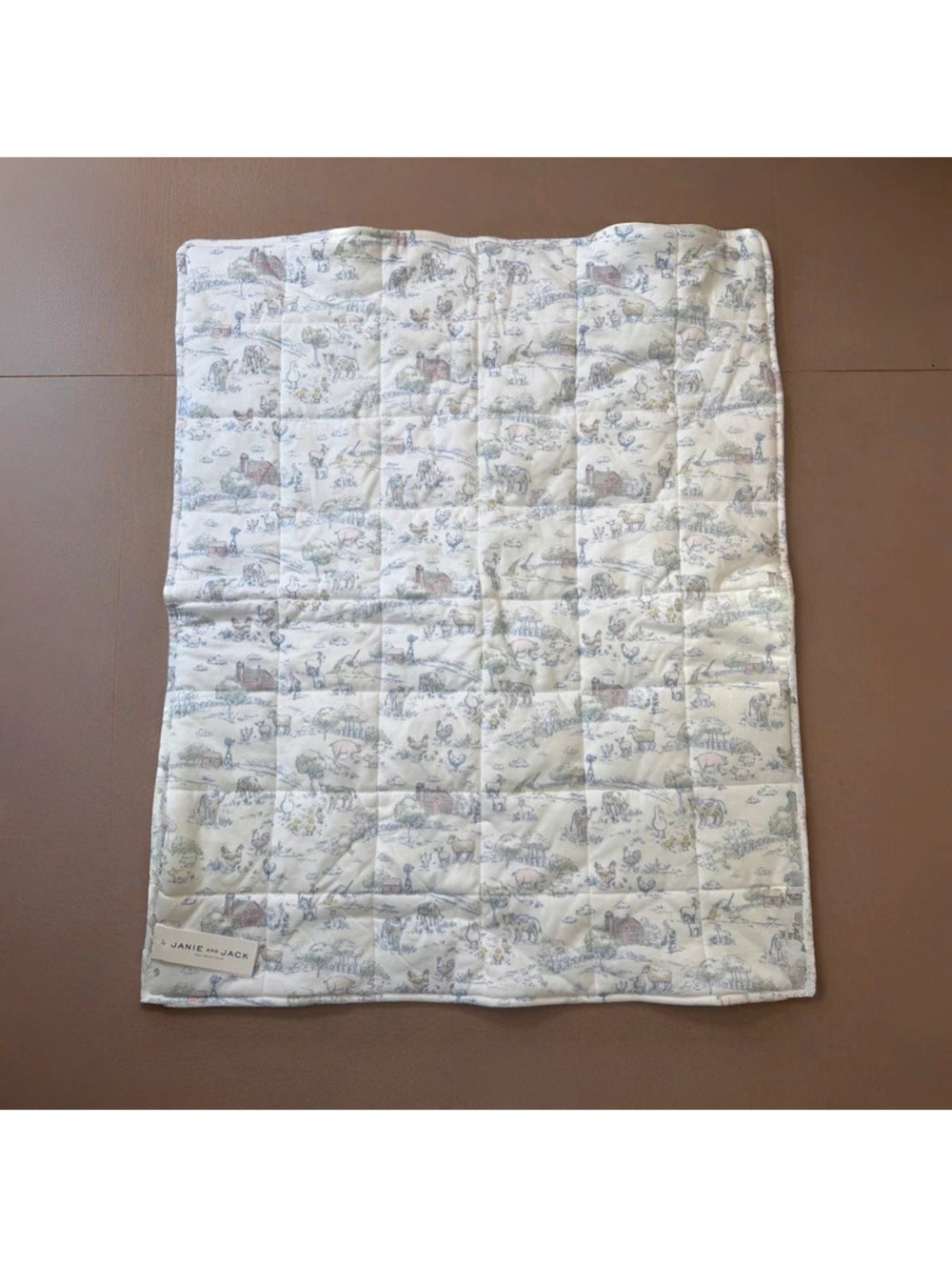 Baby Farm Animal Toile Quilted blanket
